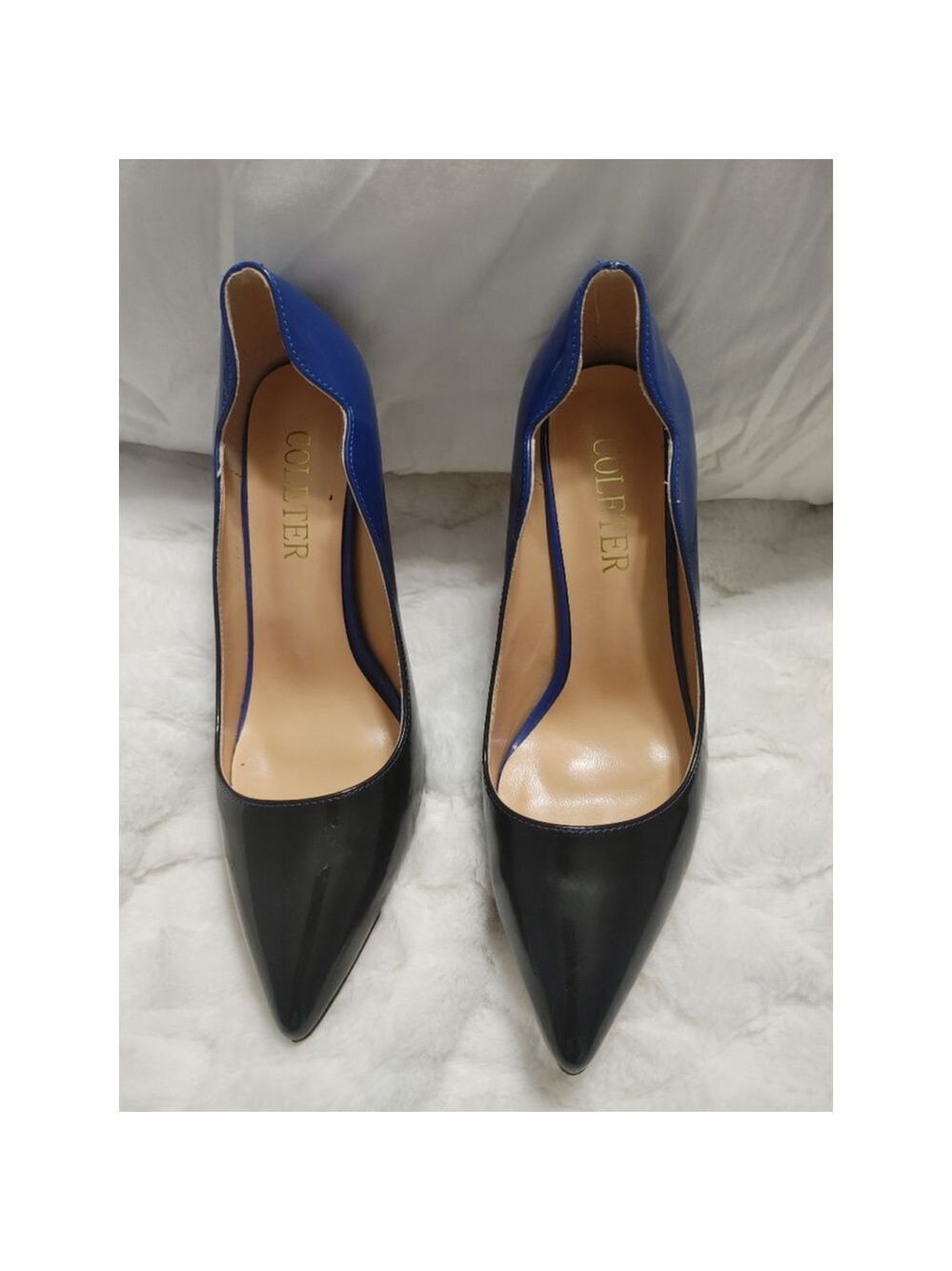 Women's COLETER Black to Blue Fade Patent Leather Pointed Toe Stilleto Heels 7 - Picture 2 of 12